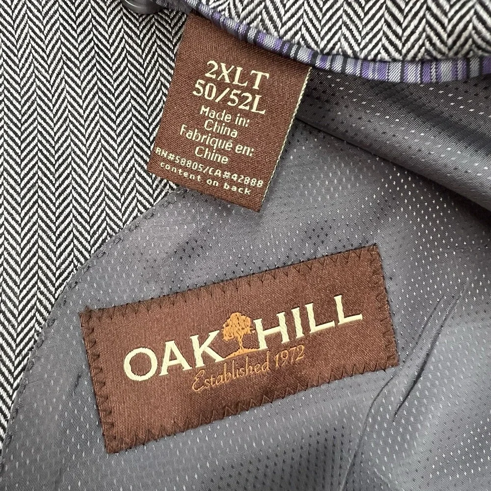OAK HILL Big & Tall Blazer Sport Coat‎ Mens 2XLT (50/52L) Long Polyester Gray